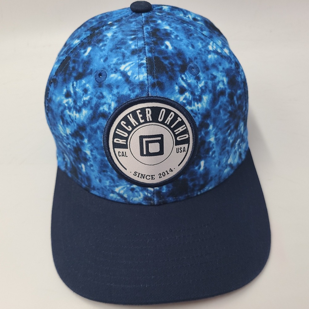 Rucker Orthodontics Hat Snapback Blue Tie Dye Flat Brim Logo Patch Ortho Men